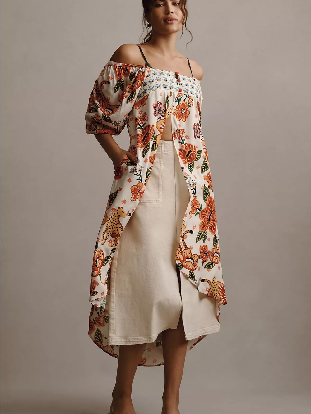 Farm Rio x Anthropologie Extreme Collar Blouse Duster size XL - Picture 11 of 13